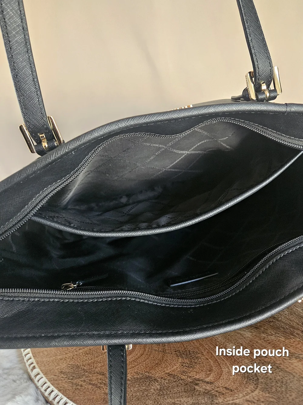 Michael Kors Black Saffiano Tote with MK Charm and Gold Hardware - Picture 3 of 8